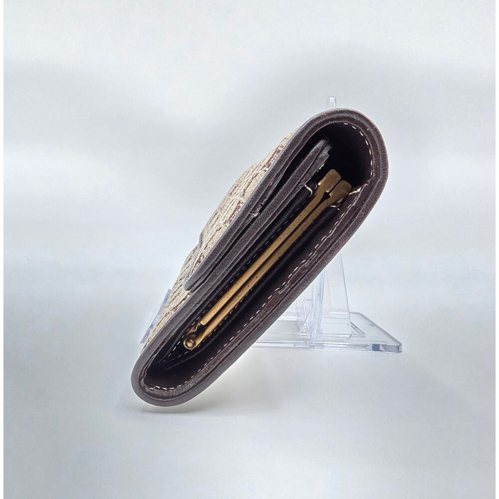 Celine Macadam Canvas Long Wallet Brown Triomphe Kiss Lock Coin Purse Vintage - Picture 4 of 16